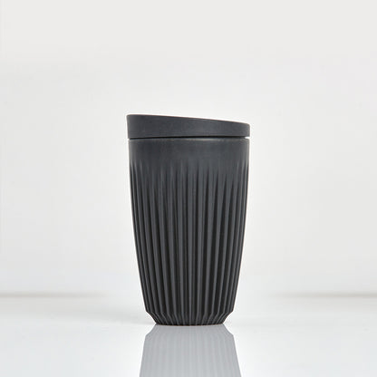 Huskee Cup Large Zwart met Deksel